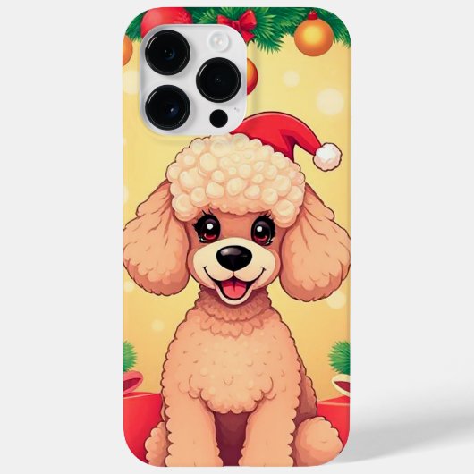 クリスマスのプレゼントに囲まれた可愛いプードルの子犬 Case-Mate iPhoneケース (裏面)