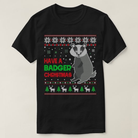クリスマスのプレゼントに醜いセーターを持っている Tシャツ (デザイン正面)