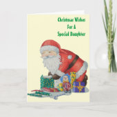 クリスマスのプレゼントやおもちゃを包むサンタ シーズンカード (正面)