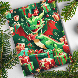 クリスマスのプレゼントをたくさん抱えたベビードラゴン ai シーズンポストカード