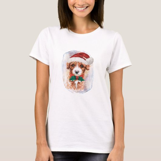 クリスマスのプレゼントを愛犬家 Tシャツ (正面)