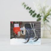 クリスマスのプレゼントを持ったそり シーズンポストカード (スタンド正面)