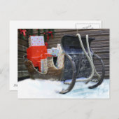 クリスマスのプレゼントを持ったそり シーズンポストカード (正面/裏面)