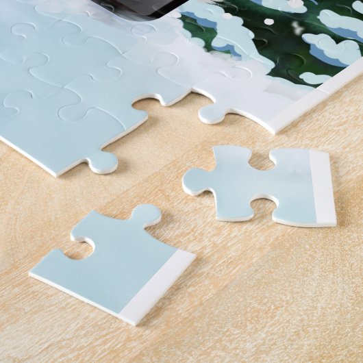 クリスマスのプレゼントを持つオーストラリアの羊飼いの犬 ジグソーパズル (側面)