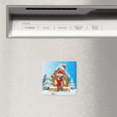 クリスマスのプレゼントを持つオーストラリアの羊飼いの犬 マグネット (インサイチュ (食洗機))