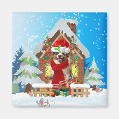 クリスマスのプレゼントを持つオーストラリアの羊飼いの犬 マグネット (正面)