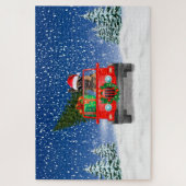 クリスマスのプレゼントを持つドイツの羊飼い犬 ジグソーパズル (縦)