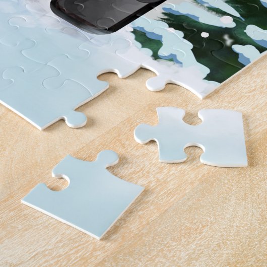 クリスマスのプレゼントを持つドイツの羊飼い犬 ジグソーパズル (側面)