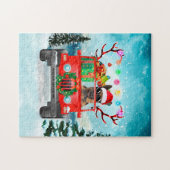 クリスマスのプレゼントを持つドイツの羊飼い犬 ジグソーパズル (横)