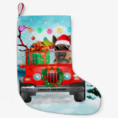 クリスマスのプレゼントを持つドイツの羊飼い犬 スモールクリスマスストッキング (正面)