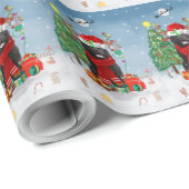 クリスマスのプレゼントを持つニューファンドランド犬 ラッピングペーパー (ロールコーナー)