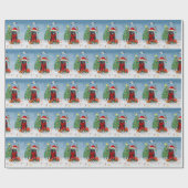 クリスマスのプレゼントを持つニューファンドランド犬 ラッピングペーパー (フラット)