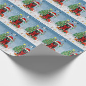 クリスマスのプレゼントを持つニューファンドランド犬 ラッピングペーパー (角)