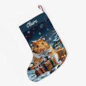 クリスマスのプレゼントを持つハムスター スモールクリスマスストッキング (裏面 (吊り時))