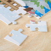 クリスマスのプレゼントを持つパグ犬 ジグソーパズル (側面)