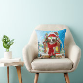 クリスマスのプレゼントを持つパピロン犬 クッション (椅子)