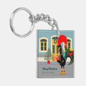 クリスマスのプレゼントを持つポルトガルのオンドリ キーホルダー (正面左)