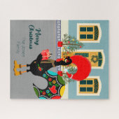 クリスマスのプレゼントを持つポルトガルのオンドリ ジグソーパズル (横)