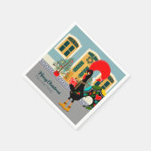 クリスマスのプレゼントを持つポルトガルのオンドリ スタンダードカクテルナプキン (角)