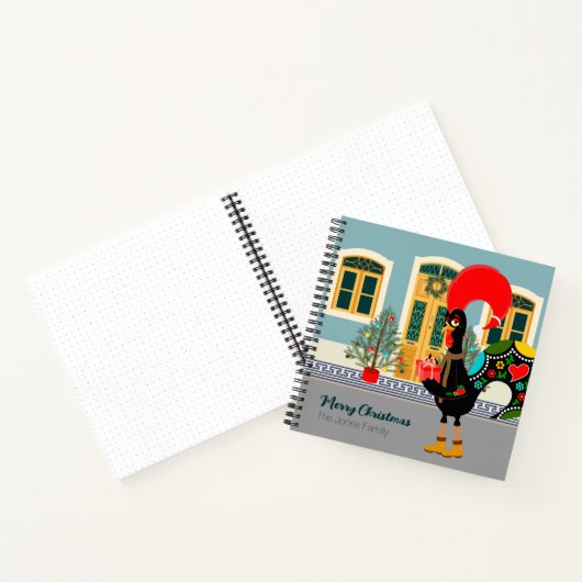 クリスマスのプレゼントを持つポルトガルのオンドリ ノートブック (内部)