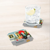 クリスマスのプレゼントを持つポルトガルのオンドリ ペーパーコースター (インサイチュ)