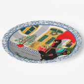 クリスマスのプレゼントを持つポルトガルのオンドリ ペーパープレート (アングル)