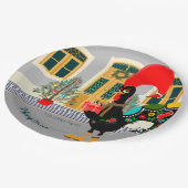 クリスマスのプレゼントを持つポルトガルのオンドリ ペーパープレート (アングル)