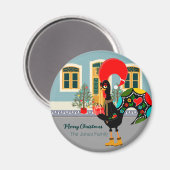 クリスマスのプレゼントを持つポルトガルのオンドリ マグネット (正面/裏面)