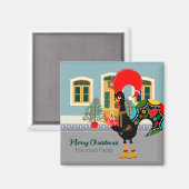 クリスマスのプレゼントを持つポルトガルのオンドリ マグネット (正面/裏面)