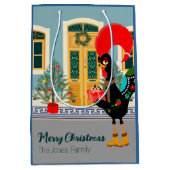 クリスマスのプレゼントを持つポルトガルのオンドリ ミディアムペーパーバッグ (正面)