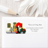 クリスマスのプレゼントを持つポルトガルのオンドリ ラベル (インサイチュ)