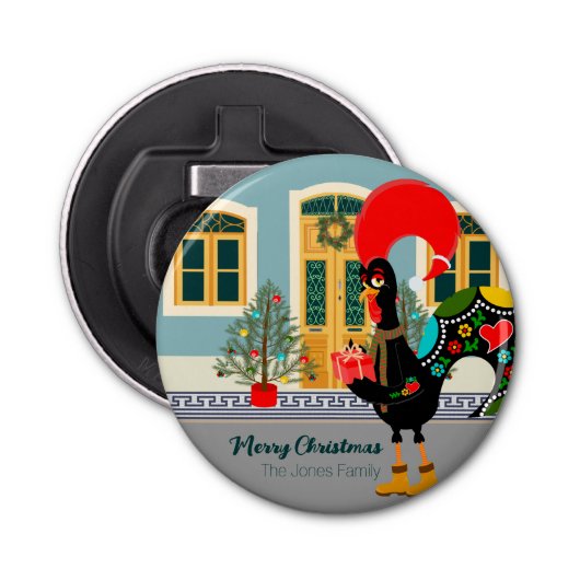 クリスマスのプレゼントを持つポルトガルのオンドリ 栓抜き (正面)