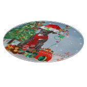 クリスマスのプレゼントを持つ大きなダン犬 カッティングボード (角)