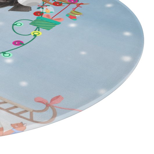 クリスマスのプレゼントを持つ大きなダン犬 カッティングボード (角)