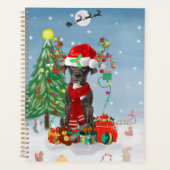 クリスマスのプレゼントを持つ大きなダン犬 プランナー手帳 (正面)