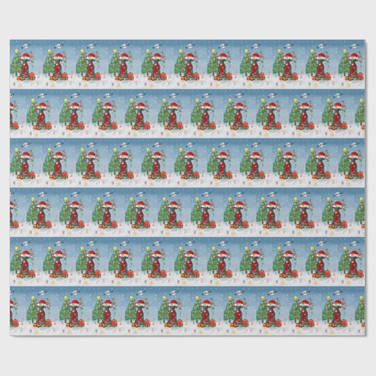 クリスマスのプレゼントを持つ大きなダン犬 ラッピングペーパー (フラット)