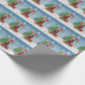 クリスマスのプレゼントを持つ大きなダン犬 ラッピングペーパー (角)