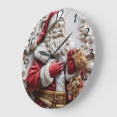 クリスマスのプレゼントを贈るサンタ ラージ壁時計 (傾斜)