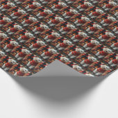 クリスマスのプレゼント暖炉が置かれたビコンフリースドッグ ラッピングペーパー (角)