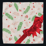 クリスマスのプレゼント バンダナ<br><div class="desc">明るい赤い弓を持つ包まれたクリスマスプレゼントのように見えるペットベッド。カスタマイズ可能な現在のラベルがある。カートに追加する前に、テンプレートにペットの名前を入力する。</div>