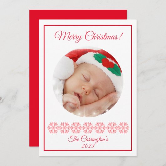 クリスマスのプレートスノーフレーク写真ホリデー (正面/裏面)