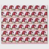 クリスマスのプレート帽の小人 ラッピングペーパー (フラット)