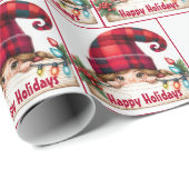 クリスマスのプレート帽の小人 ラッピングペーパー (ロールコーナー)