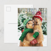 クリスマスのプレーリードッグ インビテーションポストカード (正面/裏面)