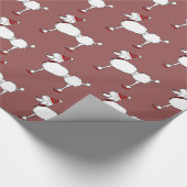 クリスマスのプードルの芸術の赤い包装紙 ラッピングペーパー (角)