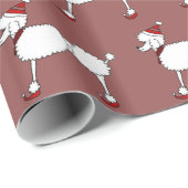 クリスマスのプードルの芸術の赤い包装紙 ラッピングペーパー (ロールコーナー)