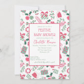クリスマスのベイビーシャワーパーティ 招待状 (正面)