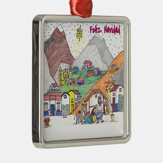 クリスマスのベネズエラのオーナメント- Feliz Navidad メタルオーナメント (右)