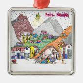 クリスマスのベネズエラのオーナメント- Feliz Navidad メタルオーナメント (正面)