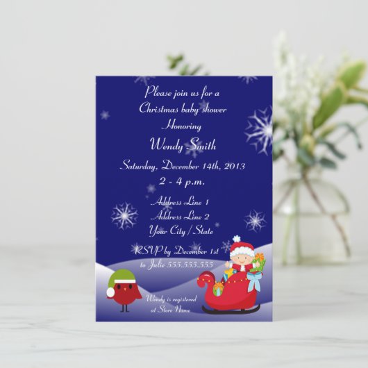 クリスマスのベビーシャワーの招待状カード 招待状 (スタンド正面)